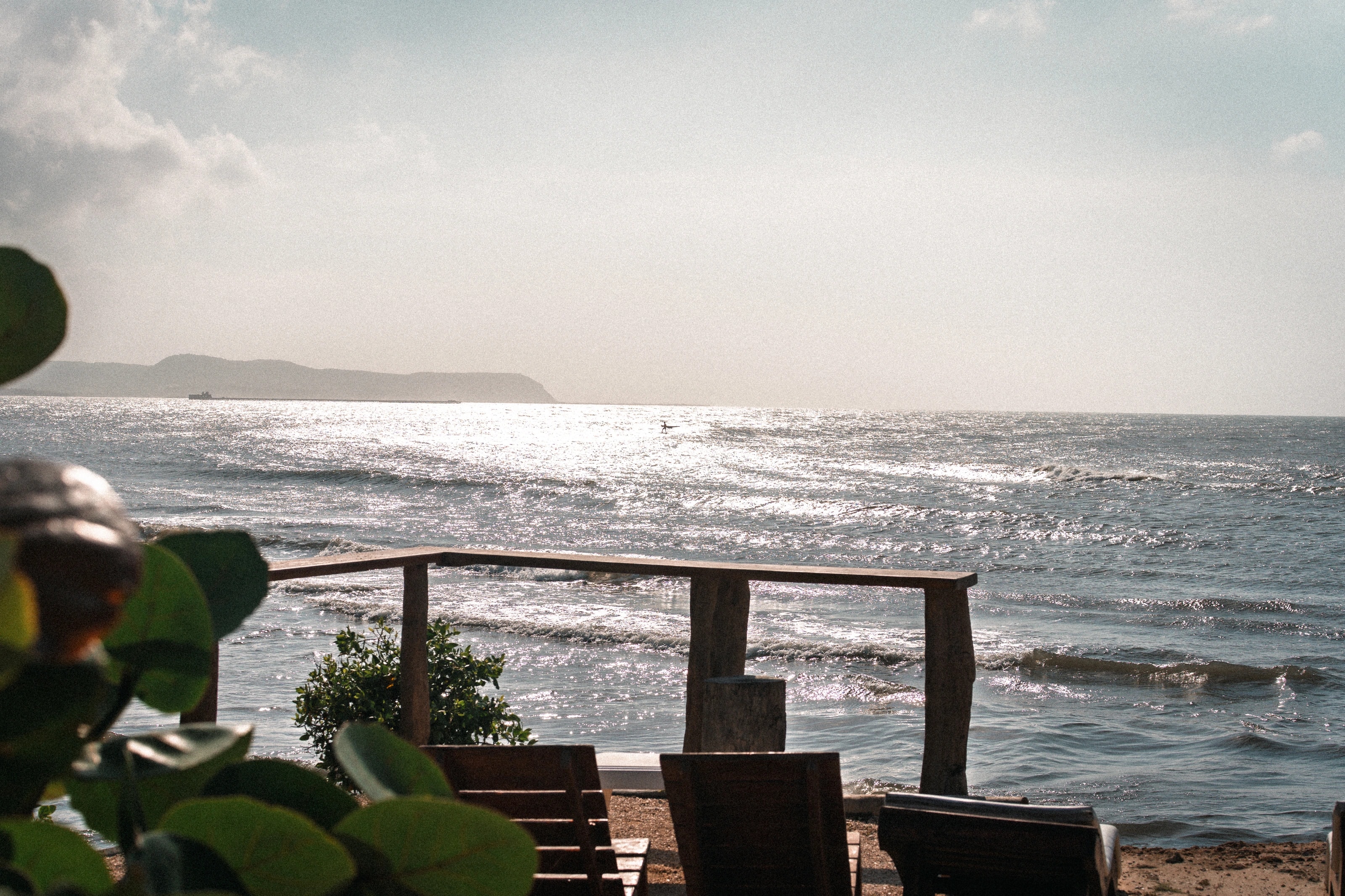 A shaded terrace overlooking the sea