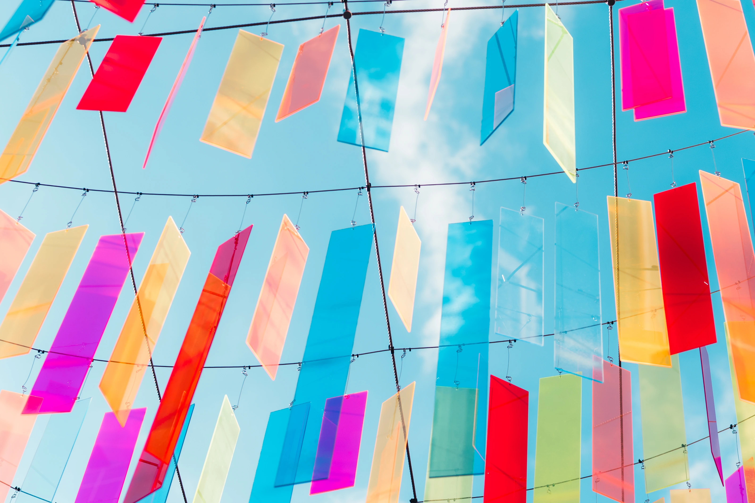 Bright translucent panels viewed from below